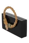 Buy_Be Chic_Black Embellished Rectangle Resin Box Clutch_Online_at_Aza_Fashions