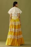 Shop_Chandrima_Ivory Silk Organza Beads High Neck Daisy Cutwork Cape _at_Aza_Fashions