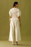 Shop_Chandrima_Ivory Chanderi Appliques Floral Motifs Crew Neck Top _at_Aza_Fashions
