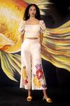 Buy_Chandrima_Ivory Chanderi Embroidered Floral Appliques Pant _at_Aza_Fashions