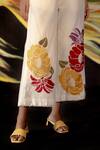 Chandrima_Ivory Chanderi Embroidered Floral Appliques Pant _Online_at_Aza_Fashions