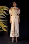Chandrima_Ivory Chanderi Applique Pant_Online_at_Aza_Fashions