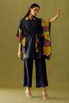 Chandrima_Blue Chanderi Floral Motifs Cutwork Straight Pant _Online_at_Aza_Fashions