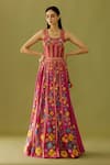 Buy_Chandrima_Fuchsia Chanderi Embroidered Star Applique Lehenga _Online_at_Aza_Fashions