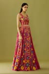 Chandrima_Fuchsia Chanderi Embroidered Star Applique Lehenga _Online_at_Aza_Fashions