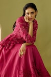 Buy_Chandrima_Fuchsia Chanderi Embroidered Floral Cutwork Lehenga _Online_at_Aza_Fashions