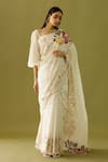 Buy_Chandrima_Ivory Chanderi Embroidered Floral Appliques Saree _at_Aza_Fashions