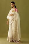 Shop_Chandrima_Ivory Chanderi Embroidered Floral Appliques Saree _at_Aza_Fashions