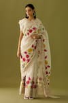 Buy Chandrima Ivory Organza, Chanderi Floral Appliques Embroidered Saree at Aza Fashions Buy_Chandrima_Ivory Organza, Chanderi Floral Appliques Embroidered Saree _at_Aza_Fashions