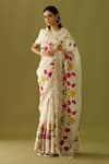 Shop Chandrima Ivory Organza, Chanderi Floral Appliques Embroidered Saree at Aza Fashions Shop_Chandrima_Ivory Organza, Chanderi Floral Appliques Embroidered Saree _at_Aza_Fashions