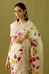 Chandrima Ivory Organza, Chanderi Floral Appliques Embroidered Saree Online at Aza Fashions Chandrima_Ivory Organza, Chanderi Floral Appliques Embroidered Saree _Online_at_Aza_Fashions