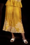 Chandrima_Yellow Chanderi Floral Motifs Tie Dye Cutwork Pant _Online_at_Aza_Fashions