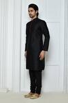 Buy_Arihant Rai Sinha_Black Silk Solid Mandarin Collar Kurta Set _Online_at_Aza_Fashions