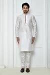 Arihant Rai Sinha_White Silk Mandarin Collar Kurta Set_Online_at_Aza_Fashions