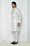 Buy_Arihant Rai Sinha_White Silk Mandarin Collar Kurta Set_Online_at_Aza_Fashions