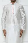Shop_Arihant Rai Sinha_White Silk Mandarin Collar Kurta Set_Online_at_Aza_Fashions