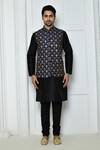 Buy_Arihant Rai Sinha_Blue Silk Scallop Embroidered Bundi_Online_at_Aza_Fashions