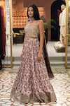 Soniya G_Pink Silk Blend Print And Embroidery Mirror Work Leaf Pattern Lehenga Set _Online_at_Aza_Fashions