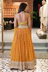 Shop_Soniya G_Yellow Silk Blend Print And Embroidery Geometric Halter Neck Pattern Lehenga Set _at_Aza_Fashions