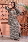 Buy_Soniya G_Grey Cotton Blend Print And Embroidery Stripes Skirt & Cape Set For Kids_at_Aza_Fashions