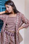 Shop_Soniya G_Pink Cotton Blend Embroidery Stripes Topsquare Geometric Pattern And Pant Set _Online_at_Aza_Fashions