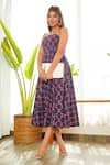 Ruchira Nangalia_Blue 100% Cotton Printed Geometric Tube Dress _Online_at_Aza_Fashions