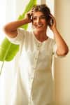 Shop_Ruchira Nangalia_White Cotton Flex Plain Round Tiered Shirt Dress _Online_at_Aza_Fashions