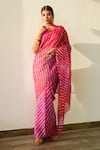 Buy_Ruchira Nangalia_Fuchsia Art Silk Leheriya Saree _at_Aza_Fashions