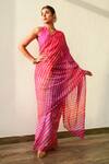 Shop_Ruchira Nangalia_Fuchsia Art Silk Leheriya Saree _at_Aza_Fashions