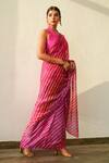 Ruchira Nangalia_Fuchsia Art Silk Leheriya Saree _Online_at_Aza_Fashions