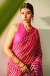 Shop_Ruchira Nangalia_Fuchsia Art Silk Leheriya Saree _Online_at_Aza_Fashions