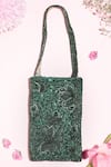 Shop_Vareli Bafna_Green Embroidery Mobile Pouch _at_Aza_Fashions