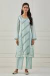 Buy_Rashi Jain_Green Chanderi Embroidery Sequins Scoop Neck Galiyari Kurta Pant Set _Online_at_Aza_Fashions