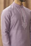 Shop_Arihant Rai Sinha_Purple Kurta Art Silk Embroidered Floral Mandarin Collar Set _Online_at_Aza_Fashions