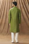 Shop_Arihant Rai Sinha_Green Kurta Art Silk Embroidered Floral Mandarin Collar Set _at_Aza_Fashions