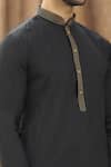 Shop_Arihant Rai Sinha_Black Handloom Cotton Embroidery Mandarin Collar Kurta _Online_at_Aza_Fashions
