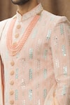 Shop_Arihant Rai Sinha_Peach Sherwani Georgette Embroidered Floral Thread Set _Online_at_Aza_Fashions