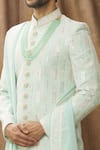 Shop_Arihant Rai Sinha_Green Sherwani Georgette Embroidered Floral Thread Set _Online_at_Aza_Fashions