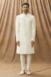 Buy_Arihant Rai Sinha_Cream Sherwani And Stole Art Silk Embroidered Floral Set _Online_at_Aza_Fashions