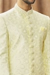 Shop_Arihant Rai Sinha_Yellow Sherwani Art Silk Embroidery Thread Work With Churidar _Online_at_Aza_Fashions