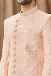 Shop_Arihant Rai Sinha_Peach Sherwani Art Silk Embroidery Thread Work With Churidar _Online_at_Aza_Fashions