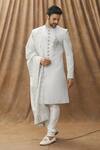 Arihant Rai Sinha_Grey Floral Pattern Stole_Online_at_Aza_Fashions