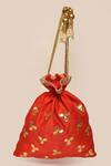 Buy_Khwaab By Sanjana Lakhani_Red Embroidered Raw Silk Potli_Online_at_Aza_Fashions