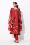 Buy_Neelu Sethi_Maroon China Silk Embroidered Anarkali Set_at_Aza_Fashions