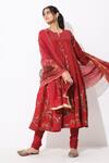 Shop_Neelu Sethi_Maroon China Silk Embroidered Anarkali Set_at_Aza_Fashions