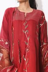 Neelu Sethi_Maroon China Silk Embroidered Anarkali Set_Online_at_Aza_Fashions