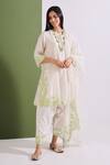 Buy_Neelu Sethi_Off White Chanderi Applique Patch And Cut Notched Round Kurta Salwar Set _at_Aza_Fashions