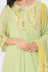 Buy_Neelu Sethi_Green Kurta Chinon Chiffon Embroidered Cord And Sequin Work Notched Anarkali Set _Online_at_Aza_Fashions