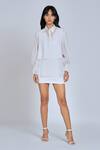 Buy_World of Ra_White Material Organza Embroidery Thread Work Shirt Collar Vest_at_Aza_Fashions