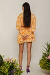 Shop_The Iaso_Orange Saki Floral Pattern Linen Jacket_at_Aza_Fashions